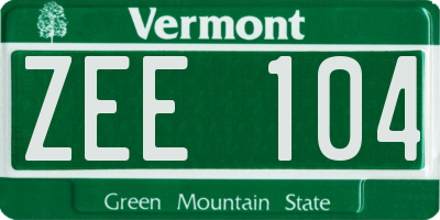 VT license plate ZEE104