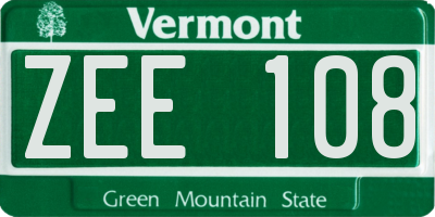 VT license plate ZEE108