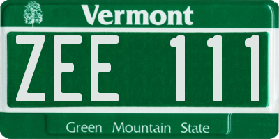 VT license plate ZEE111