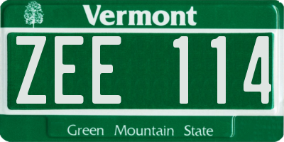 VT license plate ZEE114