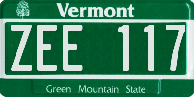 VT license plate ZEE117