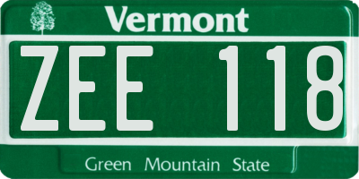 VT license plate ZEE118