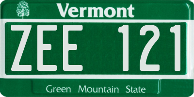 VT license plate ZEE121