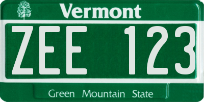 VT license plate ZEE123