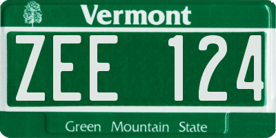 VT license plate ZEE124
