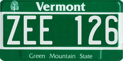 VT license plate ZEE126