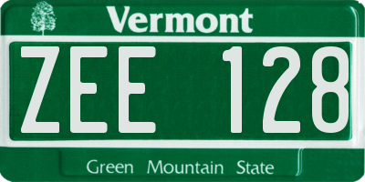 VT license plate ZEE128