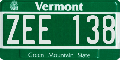 VT license plate ZEE138