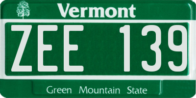 VT license plate ZEE139