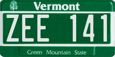 VT license plate ZEE141