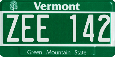 VT license plate ZEE142
