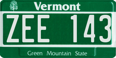 VT license plate ZEE143