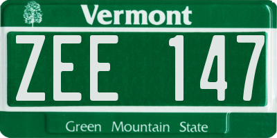 VT license plate ZEE147