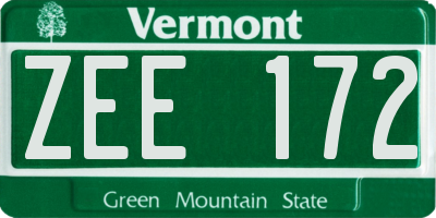 VT license plate ZEE172