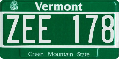 VT license plate ZEE178