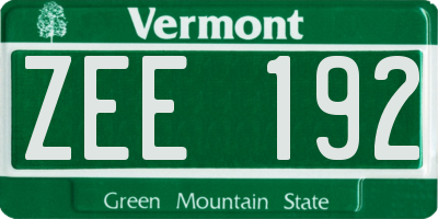 VT license plate ZEE192