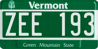 VT license plate ZEE193