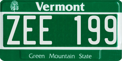 VT license plate ZEE199