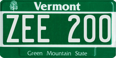 VT license plate ZEE200