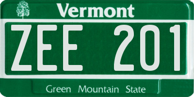 VT license plate ZEE201