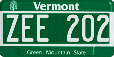 VT license plate ZEE202