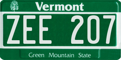 VT license plate ZEE207