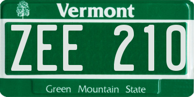 VT license plate ZEE210