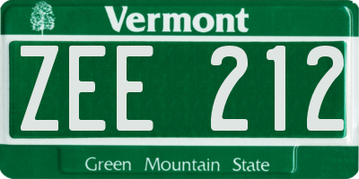 VT license plate ZEE212