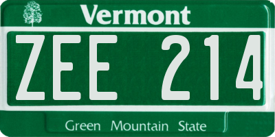 VT license plate ZEE214