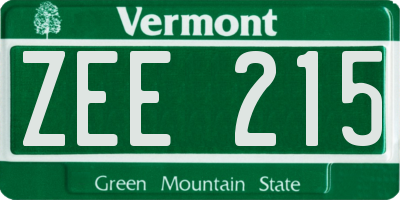VT license plate ZEE215