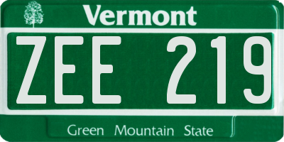 VT license plate ZEE219