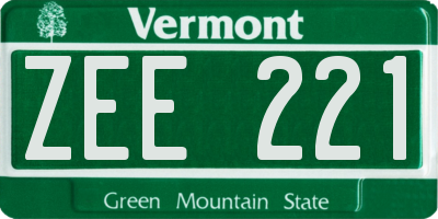 VT license plate ZEE221