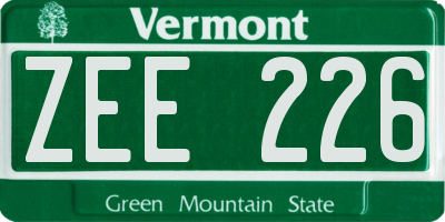 VT license plate ZEE226