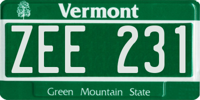 VT license plate ZEE231