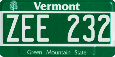 VT license plate ZEE232