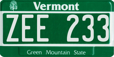 VT license plate ZEE233