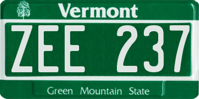 VT license plate ZEE237