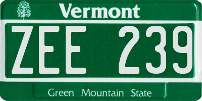 VT license plate ZEE239