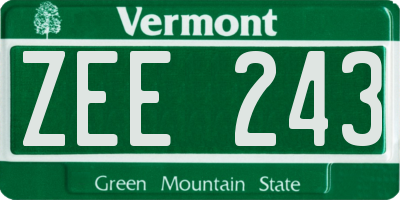 VT license plate ZEE243