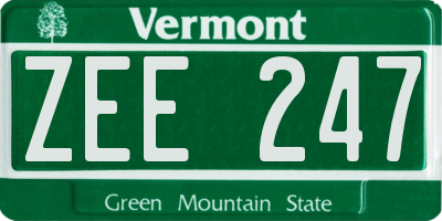 VT license plate ZEE247