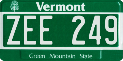 VT license plate ZEE249
