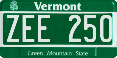 VT license plate ZEE250