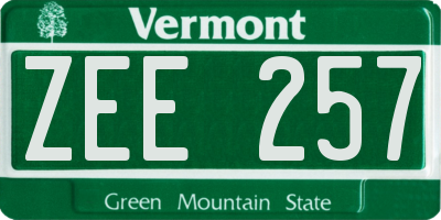 VT license plate ZEE257