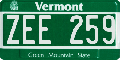 VT license plate ZEE259