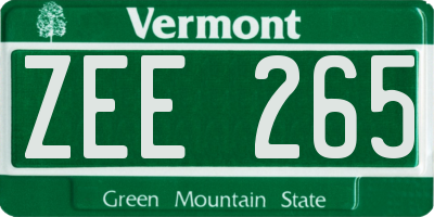 VT license plate ZEE265