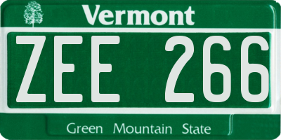 VT license plate ZEE266