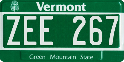 VT license plate ZEE267