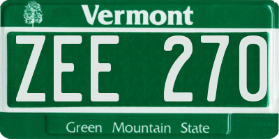 VT license plate ZEE270