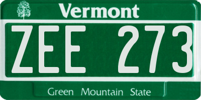 VT license plate ZEE273