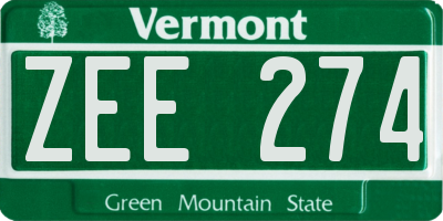 VT license plate ZEE274